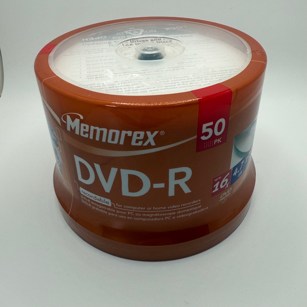 Memorex 50 Pack DVD R Recordable Discs 16X Speed for Computer Home Vid. Recorder